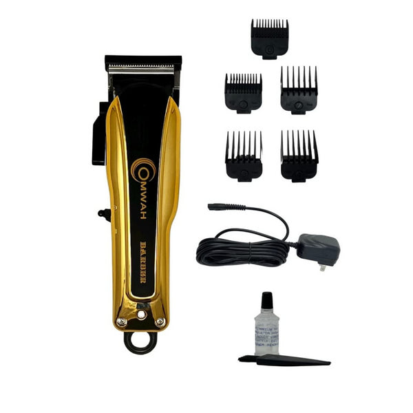 Professional High Performance Cordless Barber Hair Clipper Haircut Kit with 5 Magnetic Combs