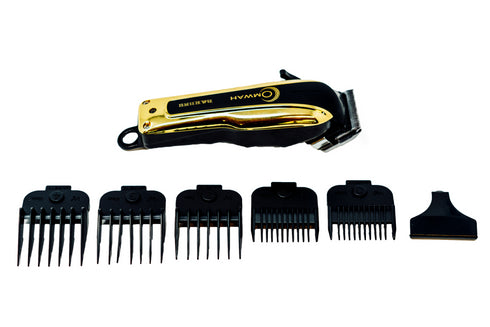 Professional High Performance Cordless Barber Hair Clipper Haircut Kit with 5 Magnetic Combs